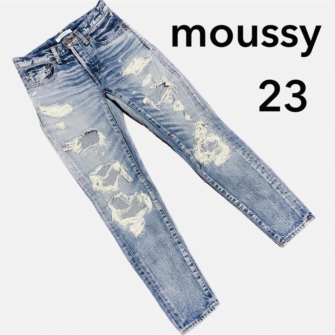 moussy(マウジー)のmoussy ダメージジーンズ ハイウエスト レディースのパンツ(デニム/ジーンズ)の商品写真