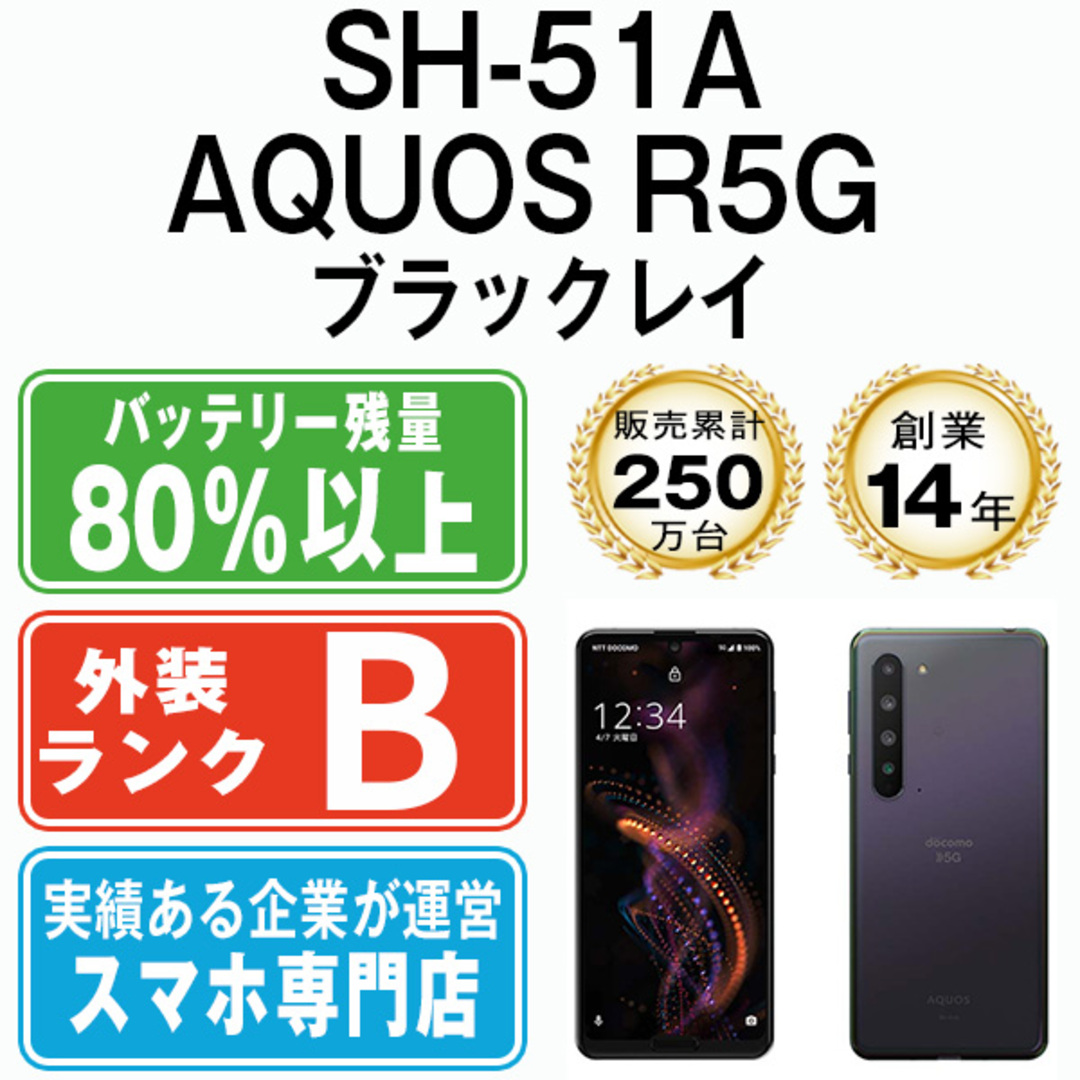 SH-51A AQUOS R5G ブラックレイ SIMフリー 本体 ドコモ スマホ