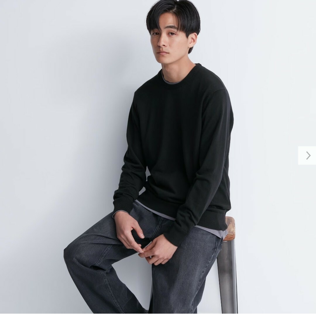 UNIQLO(ユニクロ)のユニクロ エクストラファインメリノクルーネックセーター黒 Sサイズ ユニセックス メンズのトップス(ニット/セーター)の商品写真