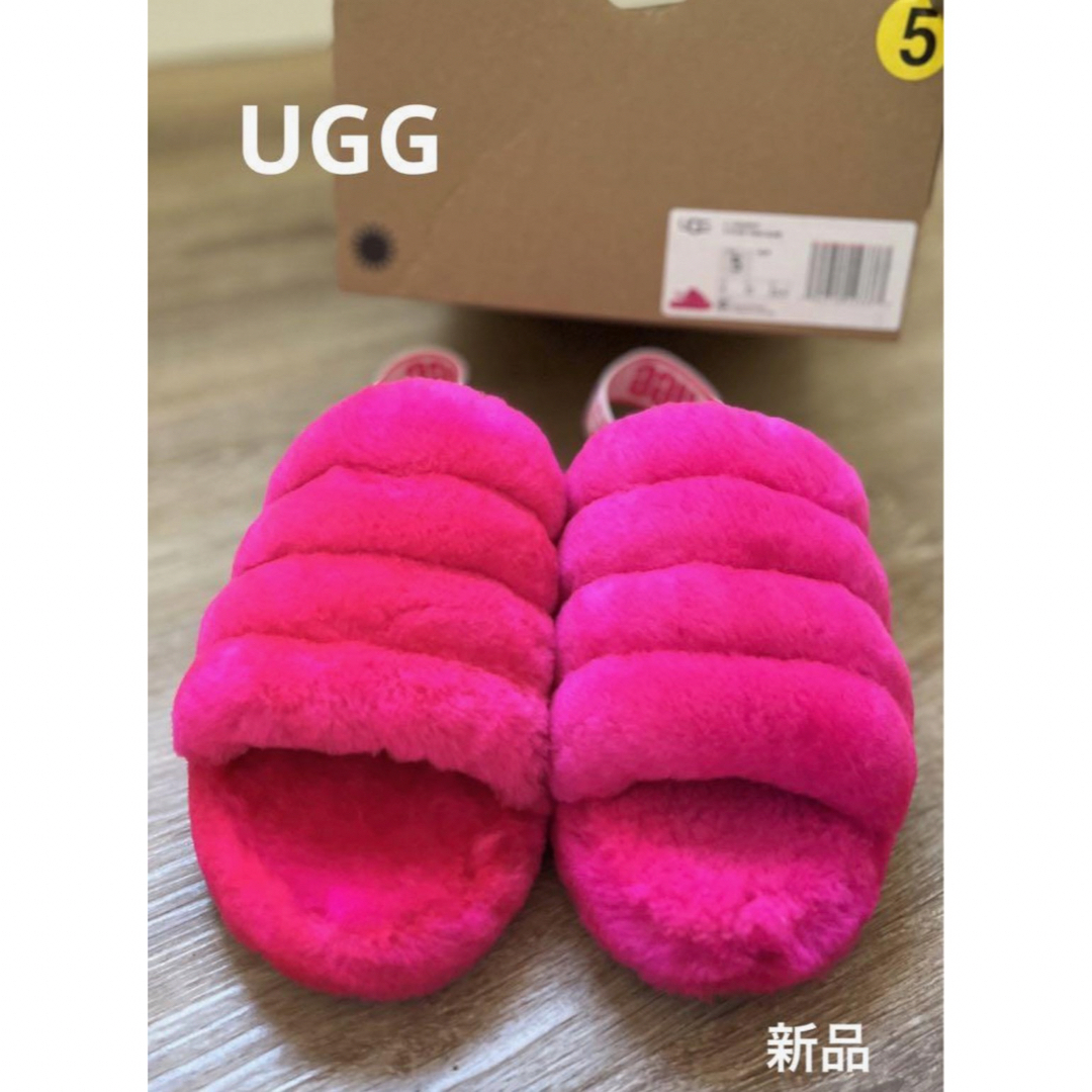 UGG スリッパ　ファー　ピンク　米国購入　新品靴/シューズ