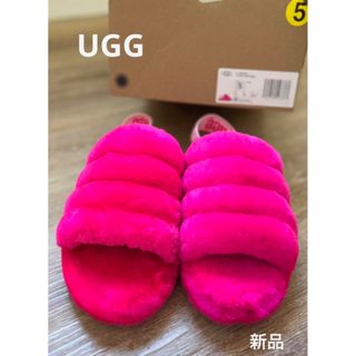 アグ(UGG)のUGG スリッパ　ファー　ピンク　米国購入　新品(サンダル)