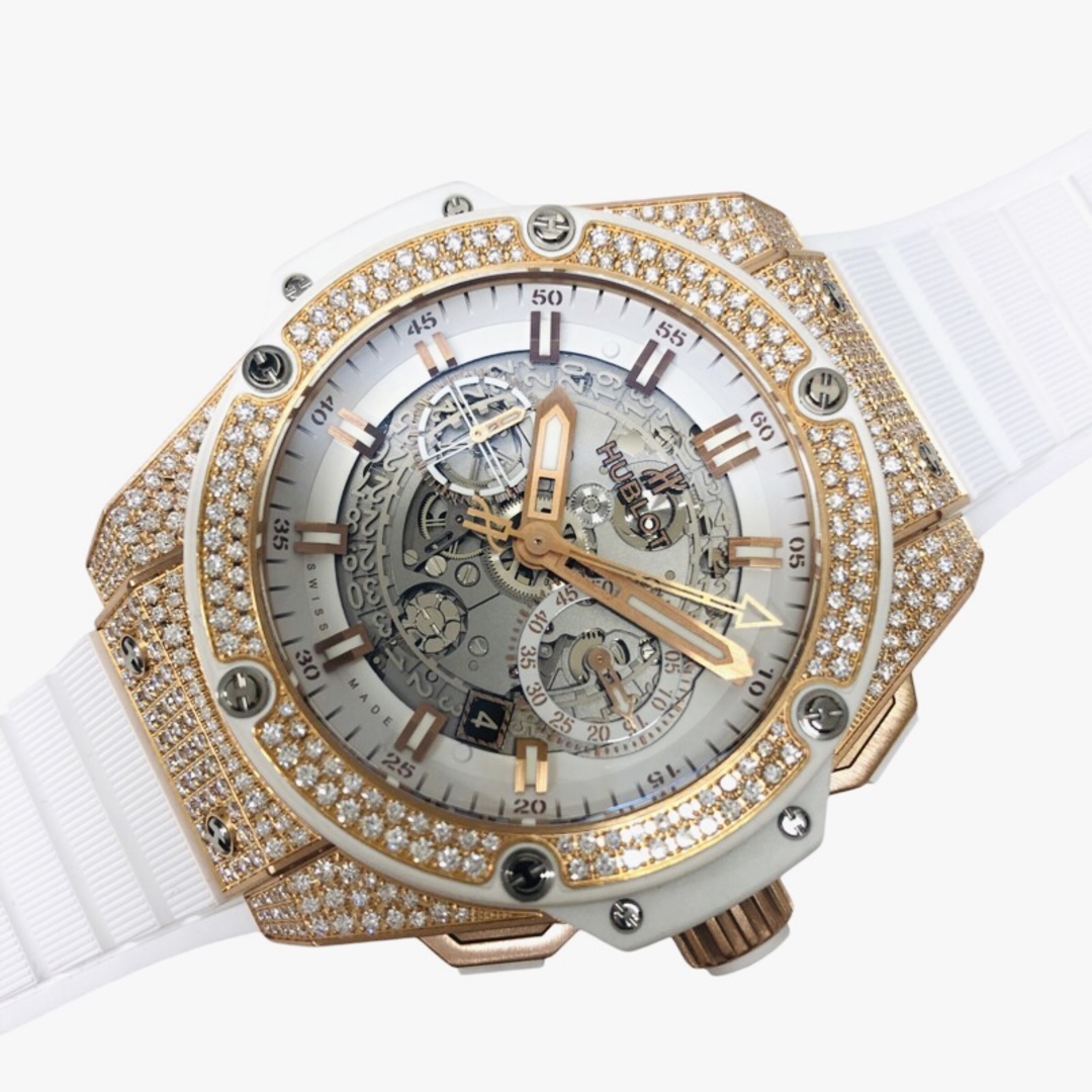 HUBLOT(ウブロ)の　ウブロ HUBLOT キングパワー ウニコ キングゴールド　ホワイト　パヴェダイヤ 701.OE.0128.GR。1704 ホワイト キングゴールド K18PG メンズ 腕時計 メンズの時計(その他)の商品写真