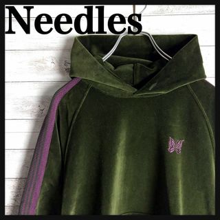 【即完売モデル】needles パーカー　刺繍ロゴ　パピヨン　ベロア　入手困難