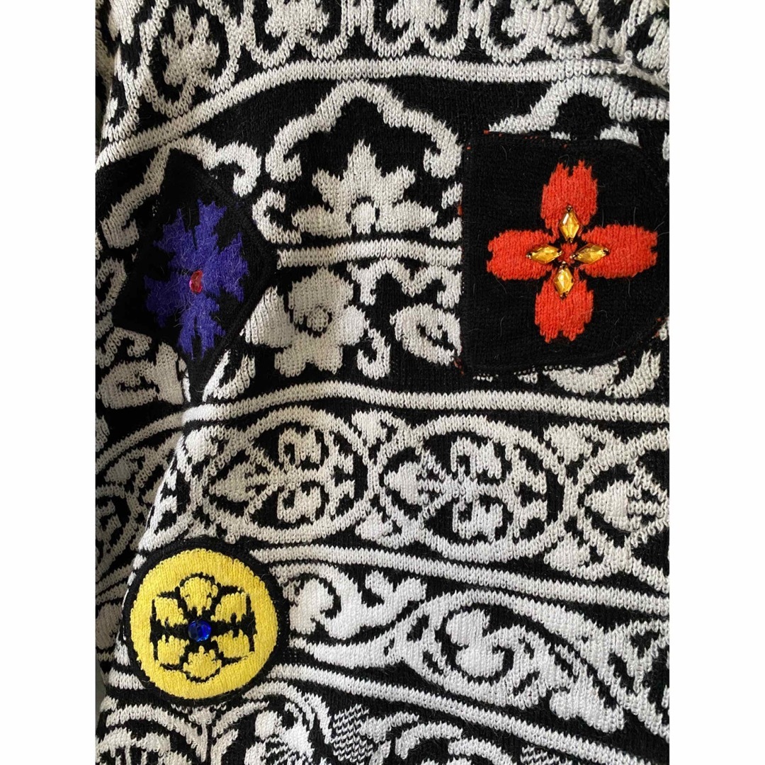 古着 ビンテージ 80s 3D 刺繍 宝石 ワッペン デザイン ニット 古着 ビンテージ 80s 3D 刺繍 宝石 ワッペン デザイン ニット