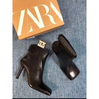 ZARA♡ザラ♡大人気完売♡新品未使用♡レザーハイヒールブーツ♡24cm相当