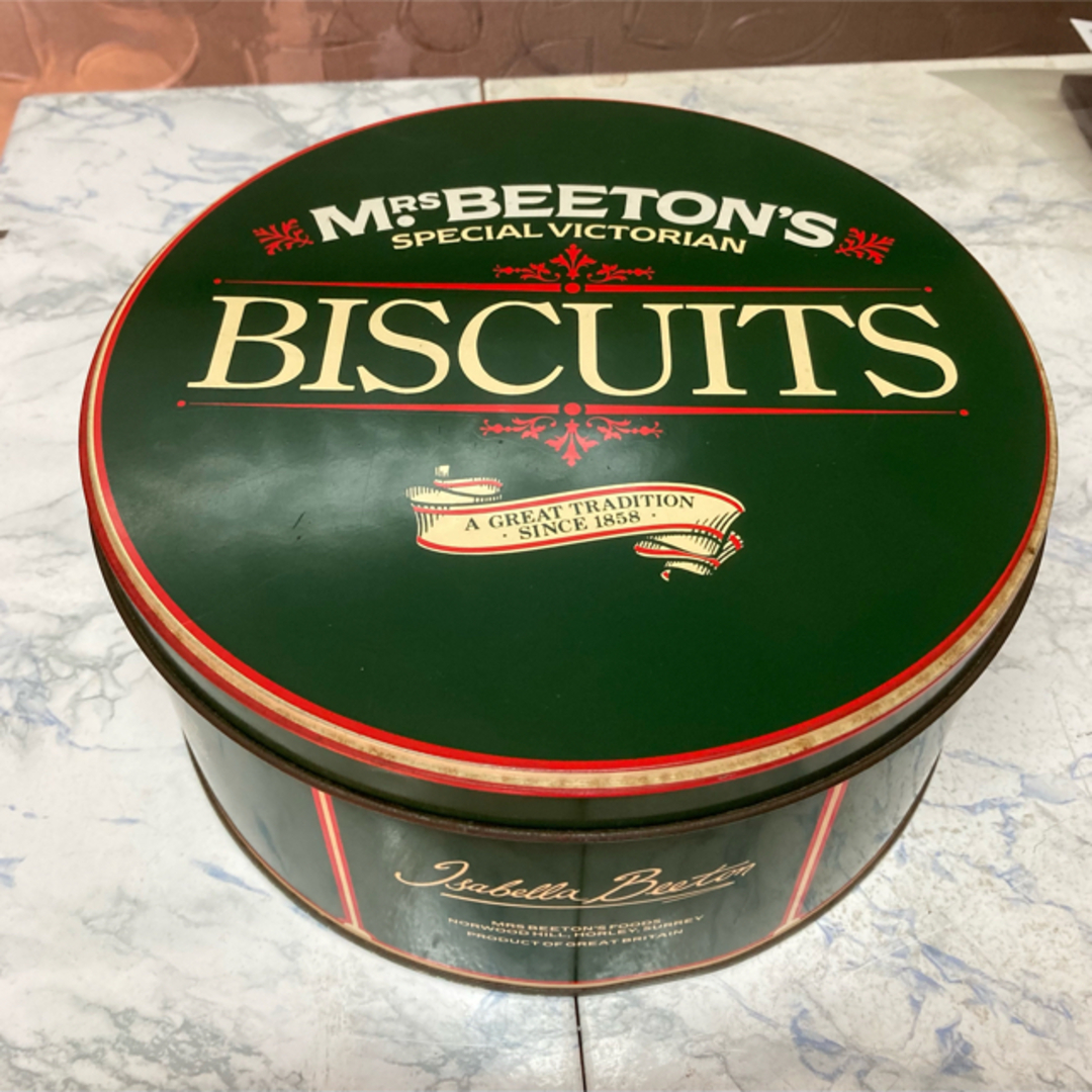 英国のビスケット缶大中小3缶セット•ミセスビートン著の料理本の関連#BTN-14