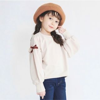 ブランシェス(Branshes)の【新品未使用】ブランシェス　袖フリルリボン　トレーナー(Tシャツ/カットソー)