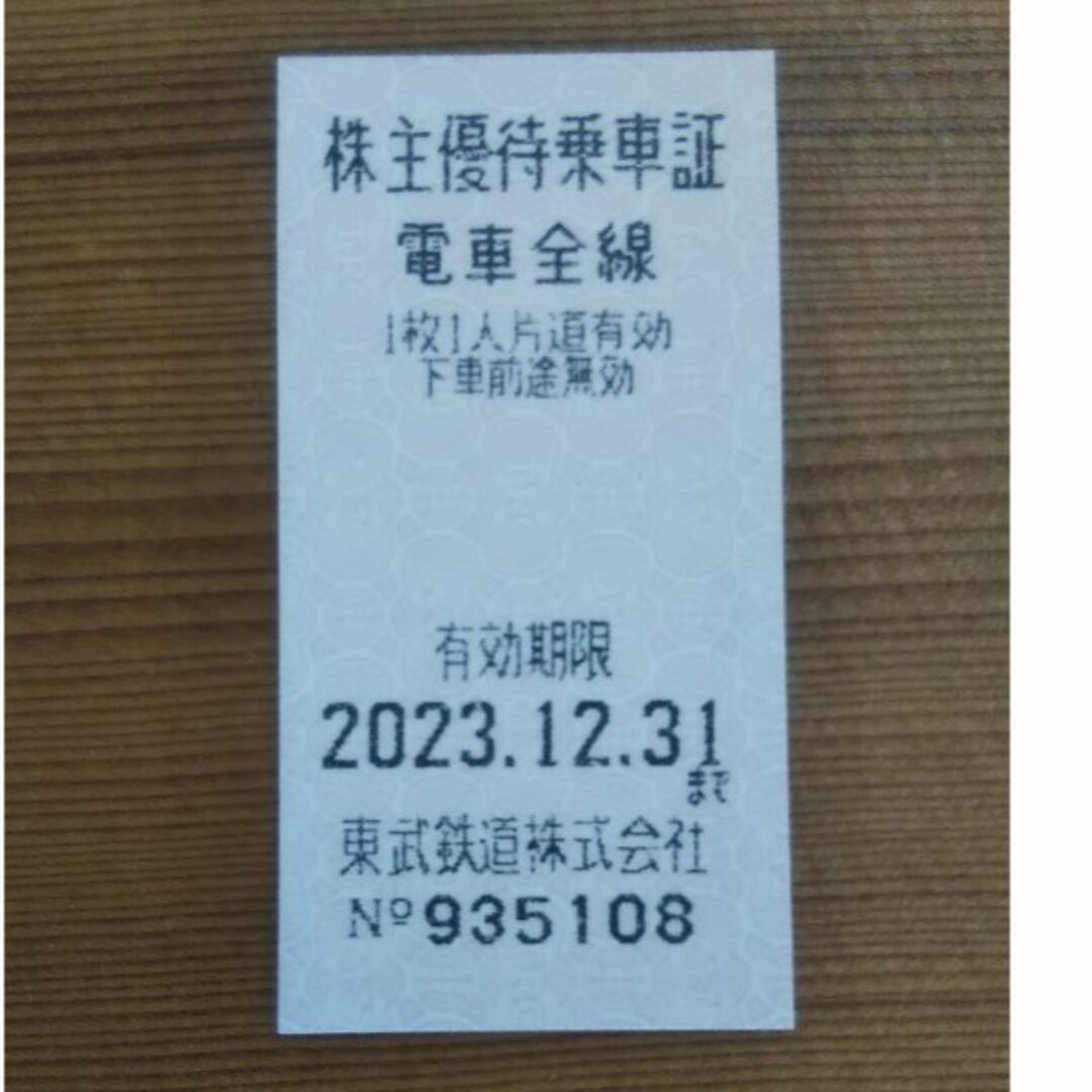 匿名発送！東武鉄道　株主優待乗車証 20枚　2023/12/31迄