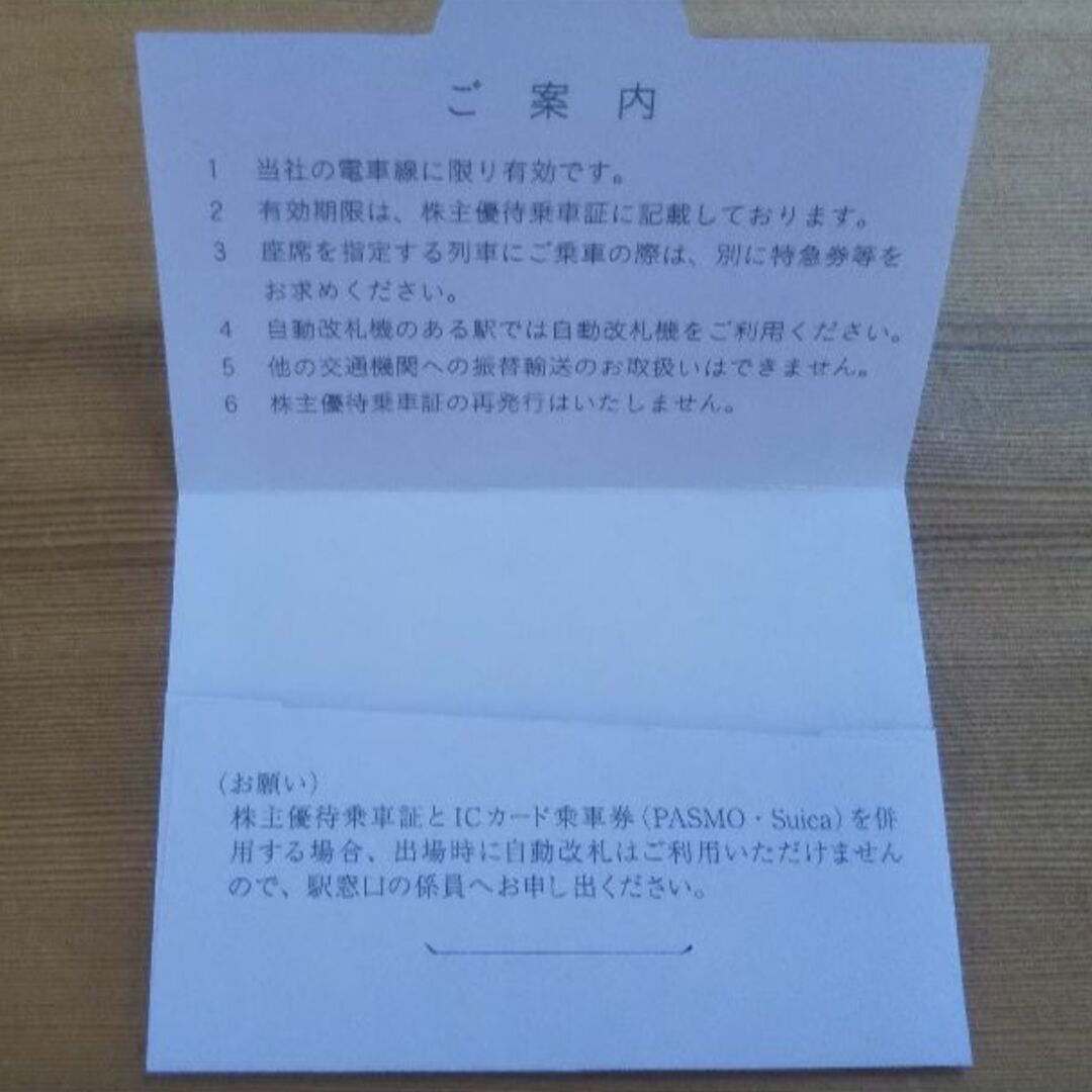 東武鉄道 株主優待乗車証 定期券タイプ 電車全線 男性名義 23年12月31日迄