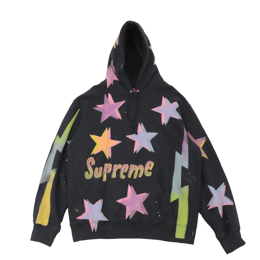 シュプリーム 21SS Gonz Stars Hooded Sweatshirt パーカー メンズ 黒 マルチ M フーディー スウェット 星 スター 裏起毛 Supreme