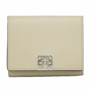 ロエベ(LOEWE)の本物 ロエベ LOEWE アナグラム トライフォールド 折財布 コンパクトウォレット レザー グレーベージュ 062144 Anagram 財布 ウォレット 中古(財布)