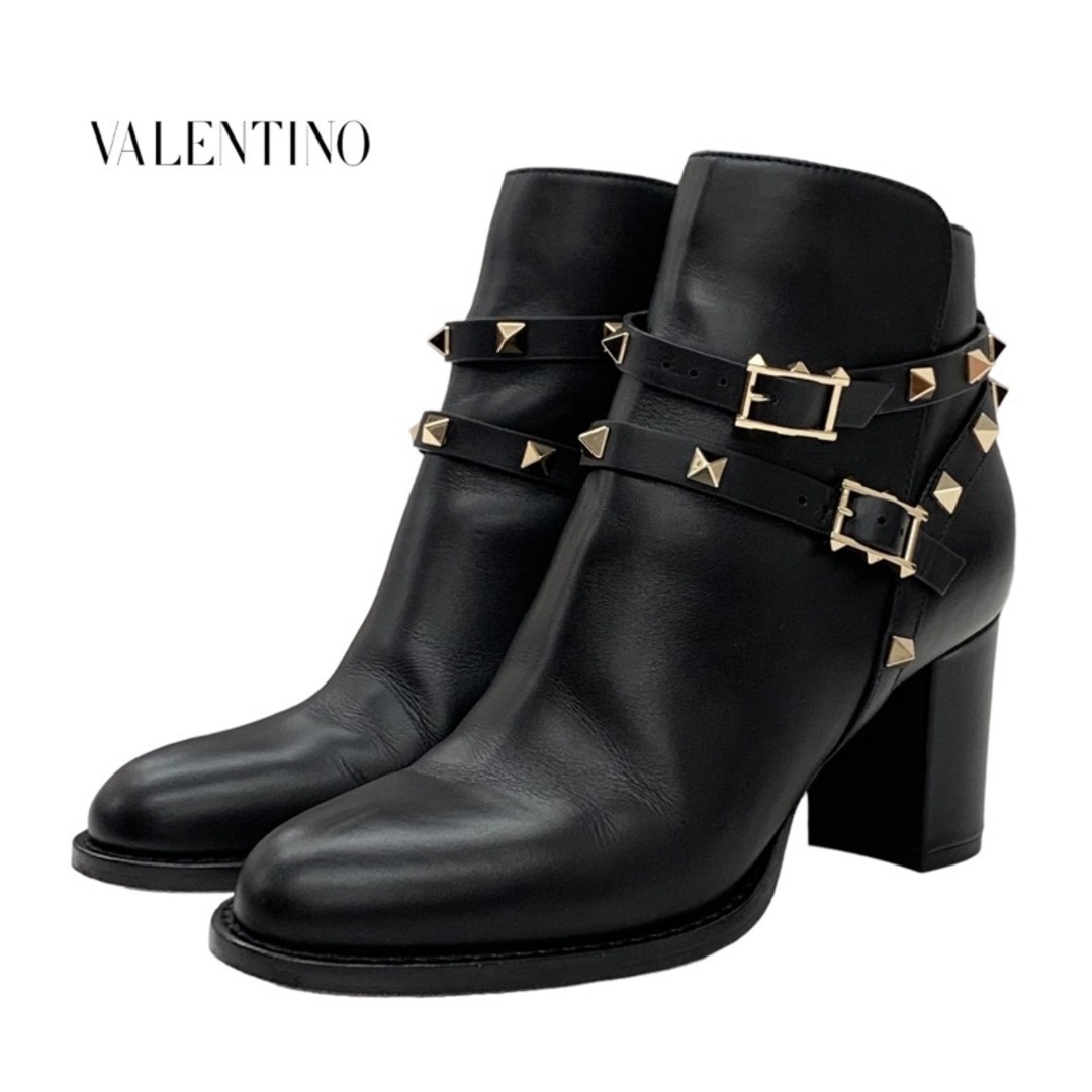 ヴァレンティノ VALENTINO ブーツ ショートブーツ 靴 シューズ ロックスタッズ レザー ブラック 黒 ゴールドTieel_靴_ブーツ