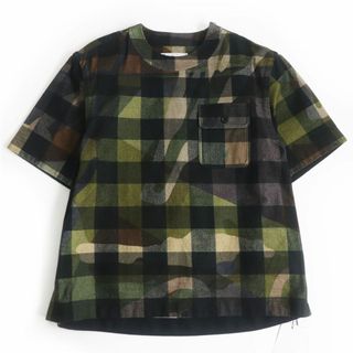 sacai サカイ 2022SS チェック柄 半袖 Tシャツ size 3 ブラック メンズ 22-02752M 未使用 正規品 ドーバーストリートマーケット購入