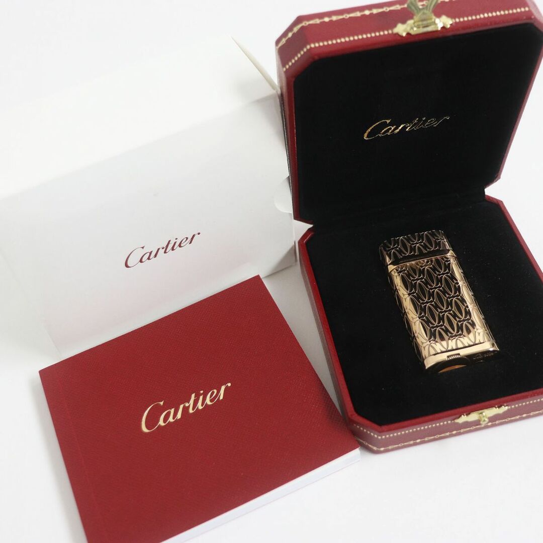 極美品□Cartier/カルティエ ゴドロン 2Cデコール/ハッピーバースデー オーバル型 ガスライター ピンクゴールド スイス製 着火確認済◎