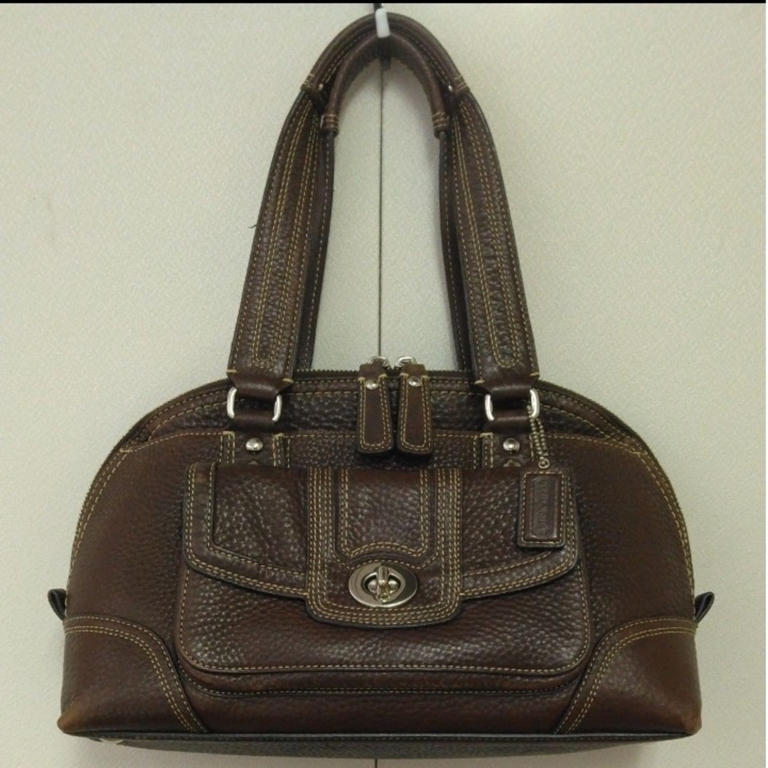 COACH - コーチ ハンプトンズ レザー ジップ サッチェル ハンドバッグ