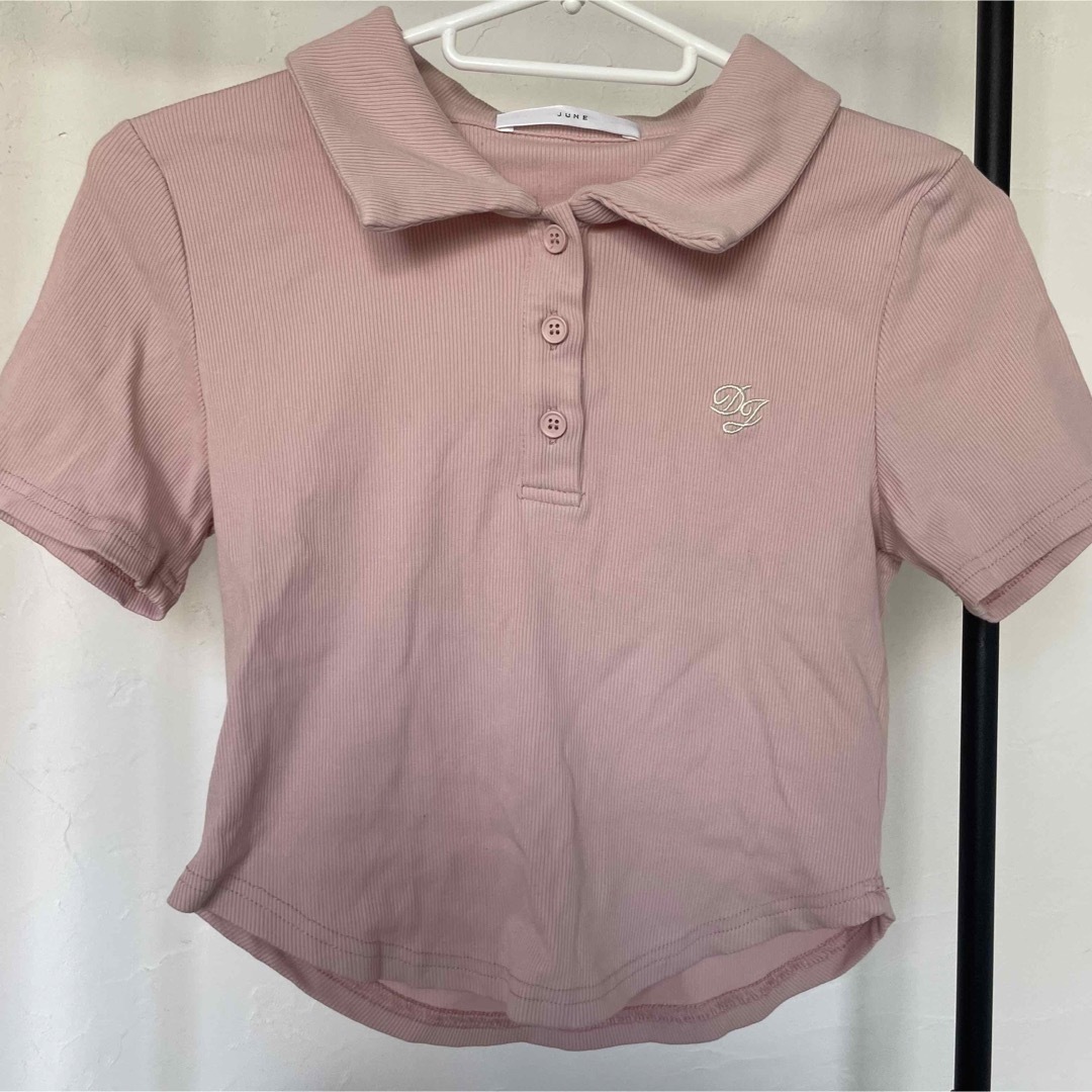 韓国　ポロニット　ちびT  パステルピンク メンズのトップス(Tシャツ/カットソー(半袖/袖なし))の商品写真