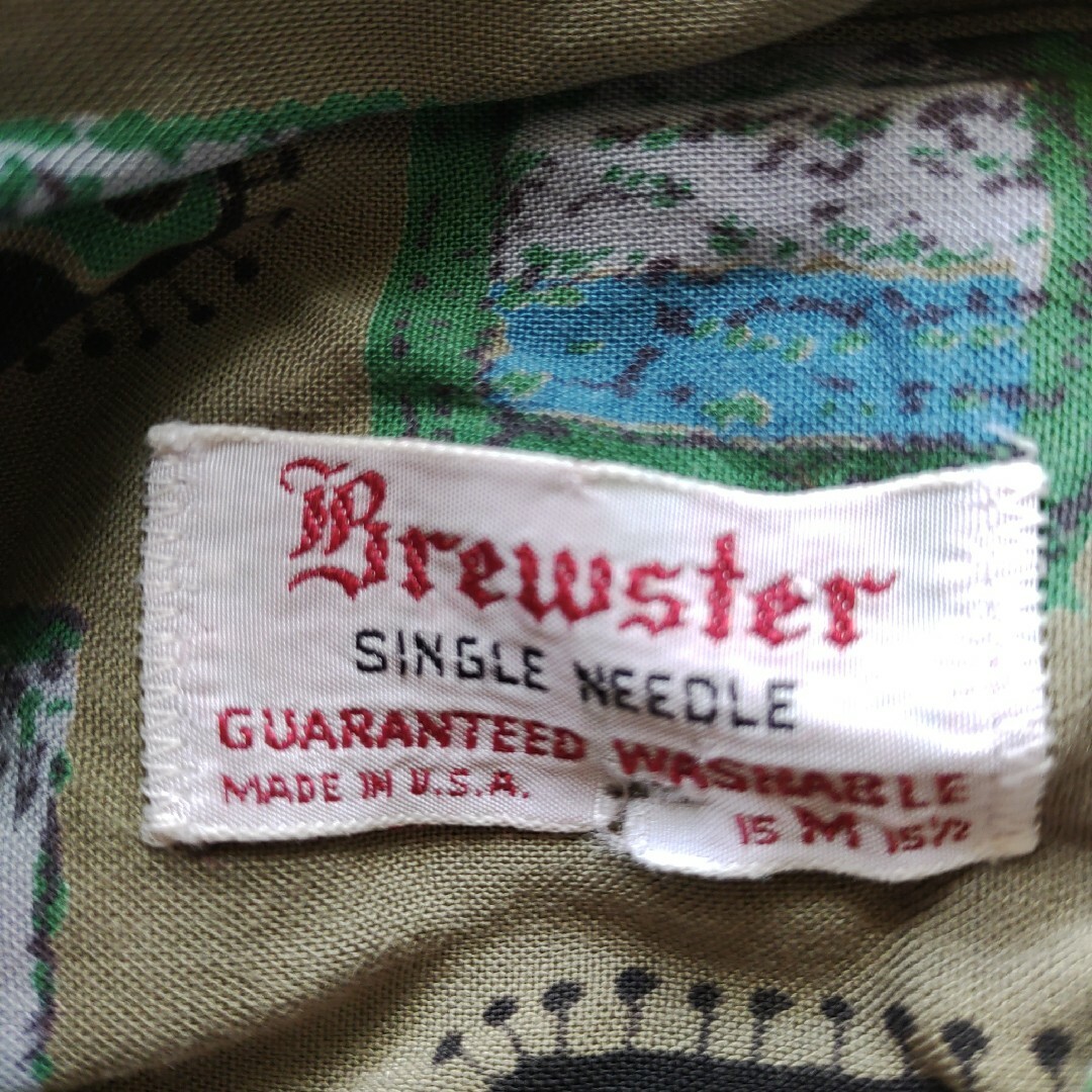 50年代 Brewster ブリュースター 総柄 ループカラーシャツ BOX