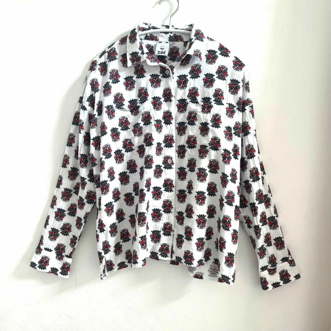 X-girl(エックスガール)のHEART L/S SHIRT シャツ X-girl  ブラウス M相当 レディースのトップス(シャツ/ブラウス(長袖/七分))の商品写真