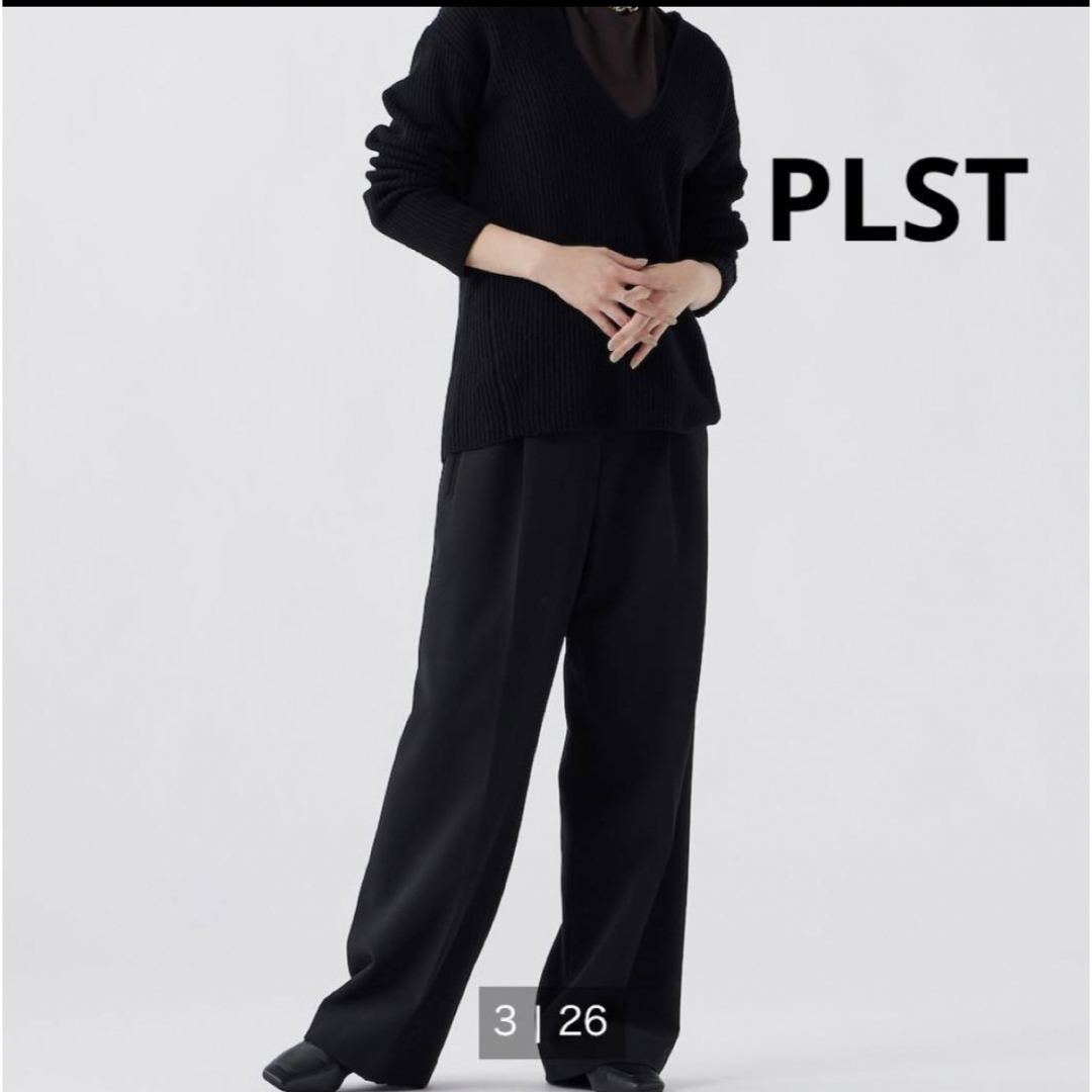 PLST(プラステ)のPLUS STYLE ワイドパンツ（ウールブレンドウォームリザーブ レディースのパンツ(カジュアルパンツ)の商品写真