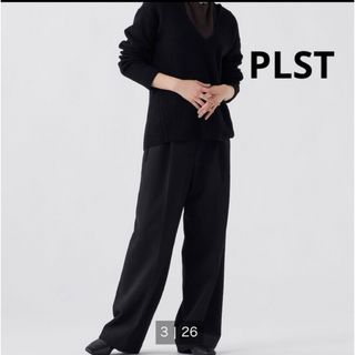 プラステ(PLST)のPLUS STYLE ワイドパンツ（ウールブレンドウォームリザーブ(カジュアルパンツ)