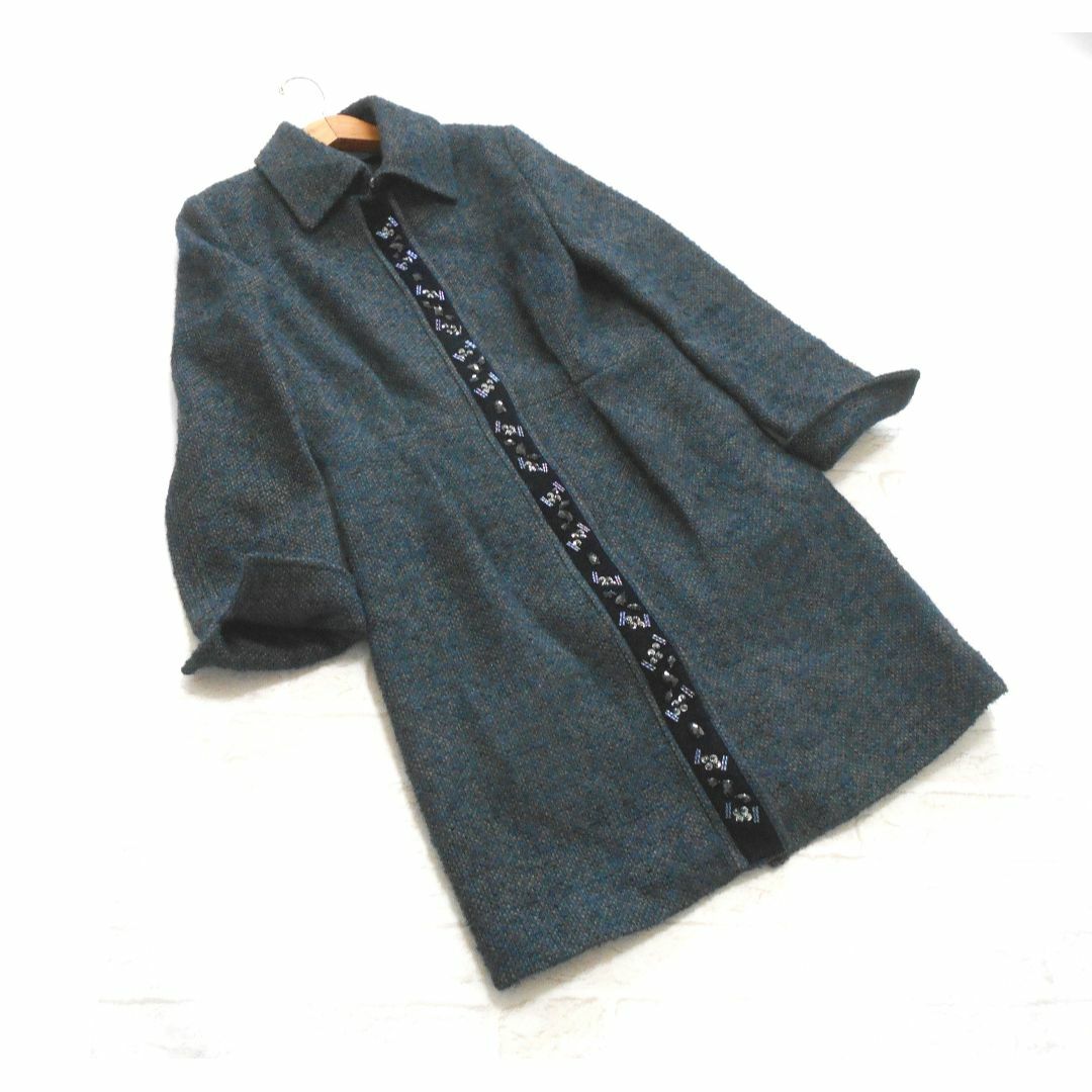 VIAGGIO BLU - 美品 送料無料！ ビアッジョブルー 紺 ツイード ビジュー 2way コート