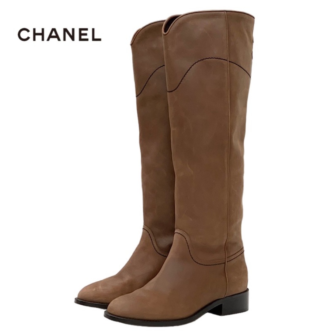 CHANEL(シャネル)のシャネル CHANEL ブーツ ロングブーツ 靴 シューズ ココマーク レザー ブラウン レディースの靴/シューズ(ブーツ)の商品写真