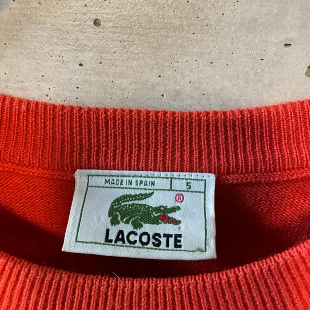 LACOSTE(ラコステ)のスペイン製 ラコステ クルーネック セーター ミラノリブ オレンジ テラコッタ メンズのトップス(ニット/セーター)の商品写真