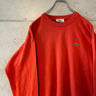 ラコステ(LACOSTE)のスペイン製 ラコステ クルーネック セーター ミラノリブ オレンジ テラコッタ(ニット/セーター)