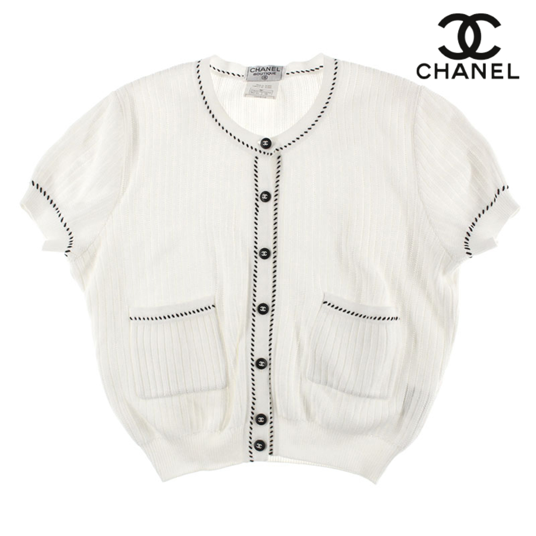 CHANEL(シャネル)のシャネル CHANEL ココボタン 半袖 カーディガン ニット レディースのトップス(ニット/セーター)の商品写真