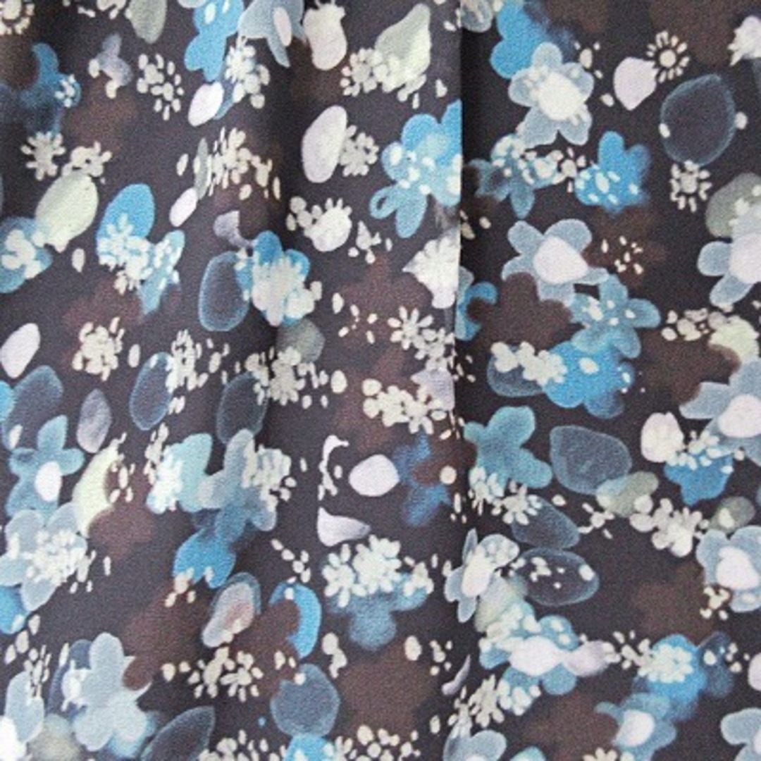 LOUNIE(ルーニィ)のルーニィ 美品 フレアスカート 膝丈 花柄 シフォン ネイビー 紺 40 レディースのスカート(ひざ丈スカート)の商品写真