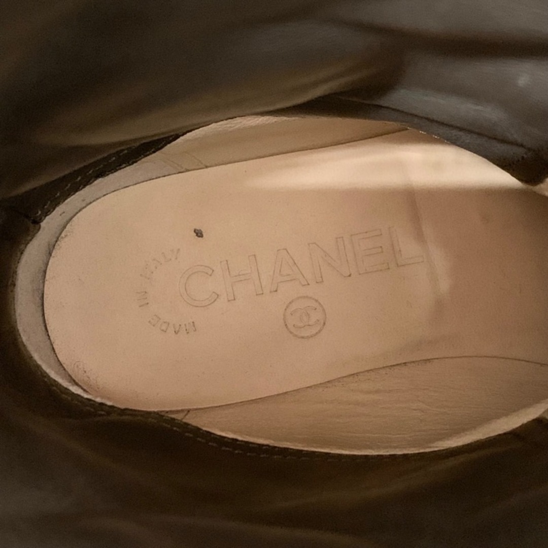 CHANEL(シャネル)のシャネル CHANEL ブーツ ショートブーツ ミドルブーツ 靴 シューズ ココマーク チェック ウール レザー カーキ レディースの靴/シューズ(ブーツ)の商品写真