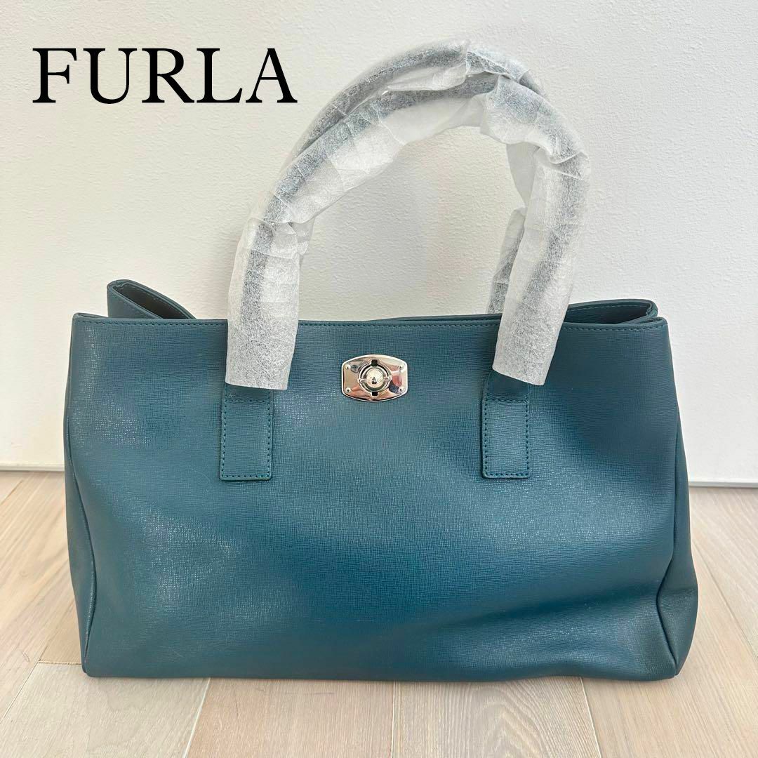 未使用品★FURLA ブルーグリーン トートバッグ