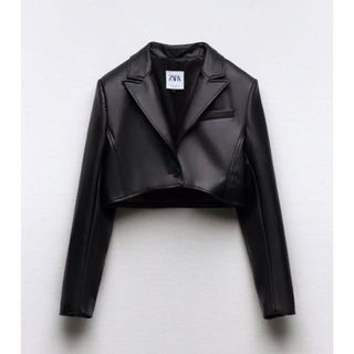 ザラ(ZARA)のZARA レザー風クロップド丈ブレザー(テーラードジャケット)