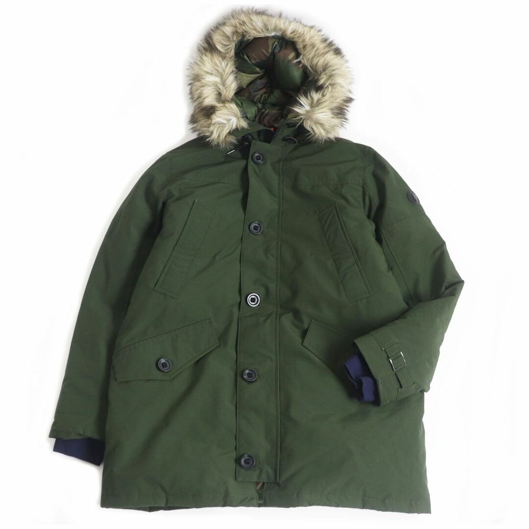 89cm肩幅美品□ポロラルフローレン 710756916003 ANNEX PARKA JACKET 裏カモフラ柄 フーデッド WZIP ダウンコート/ジャケット カーキ L 正規品