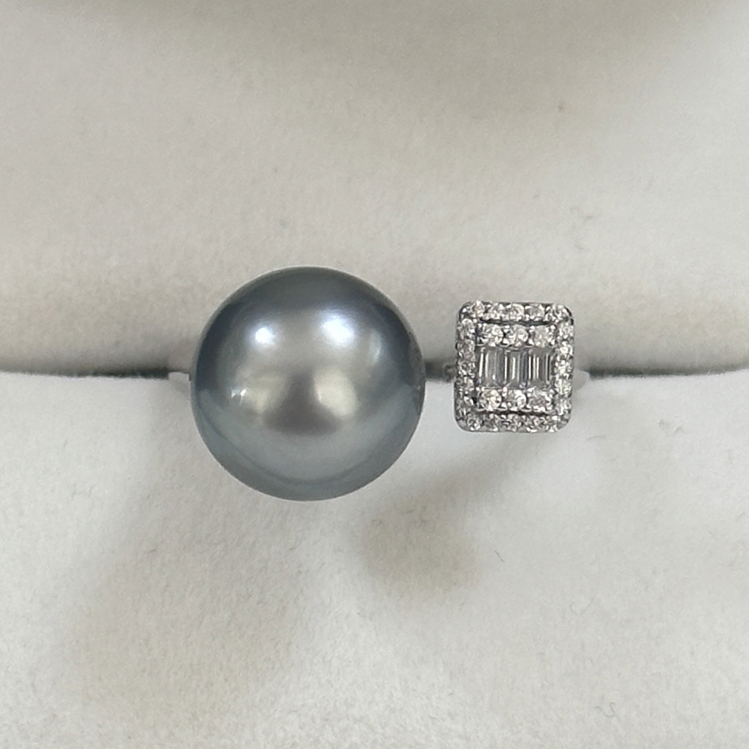 タヒチ黒蝶真珠リング　指輪　天然色　本真珠　10.5mmのサムネイル