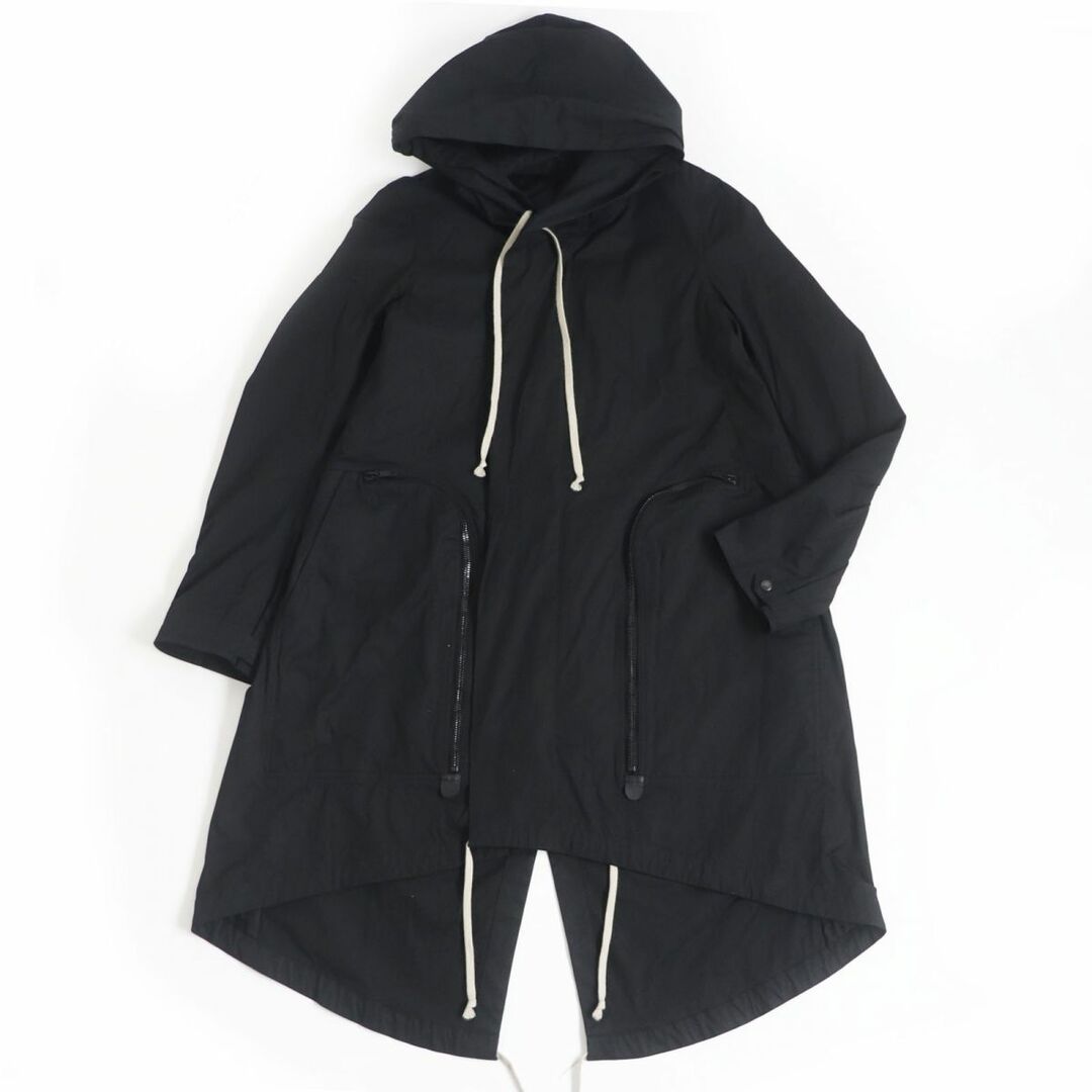 美品□21SS Rick Owens/リックオウエンス RU21S6971-TE BAUHAUS PARKA バウハウス モッズコート/デザインコート ブラック 48 正規品 メンズ58cm着丈