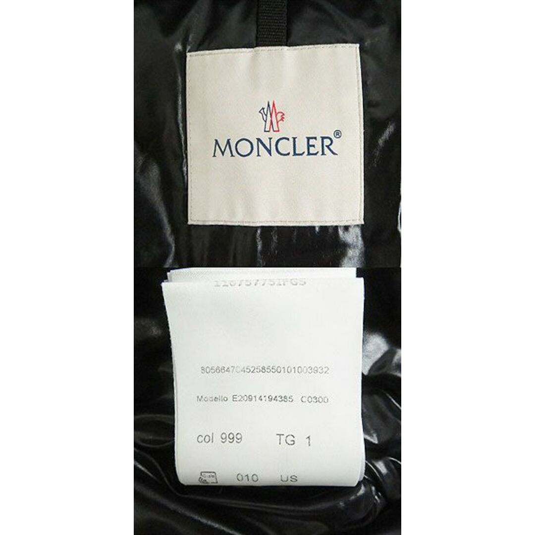 美品□19-20AW MONCLER/モンクレール ロゴ刺繍デザイン MONTCLA/モンクラ フーデッド WZIP ダウンジャケット ブラック 1 国内正規品 メンズ
