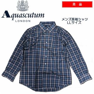 アクアスキュータム(AQUA SCUTUM)の【美品】Aquascutum アクアスキュータム メンズ長袖シャツ LLサイズ(シャツ)