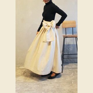 つつむ　ボリューミーリボンスカート(ロングスカート)