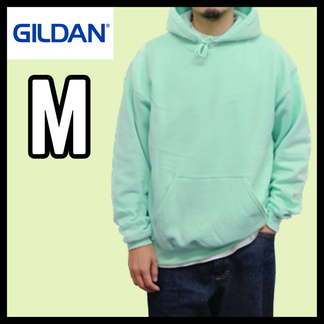 GILDAN(ギルタン)の新品未使用 ギルダン8oz プルオーバー 無地パーカー裏起毛 ミントグリーン M メンズのトップス(パーカー)の商品写真