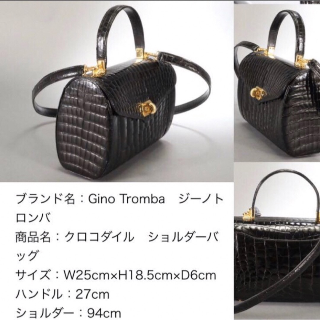 クロコダイルジーノトロンバgino tromba シャイニングクロコダイル　ミニハンドバッグ