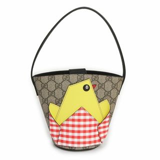 グッチ(Gucci)のグッチ チルドレンズ ひよこ ハンドバッグ GGスプリームキャンバス ベージュ イエロー 黄 ギンガムチェック シルバー金具 606193 GUCCI（新品・未使用品）(ハンドバッグ)