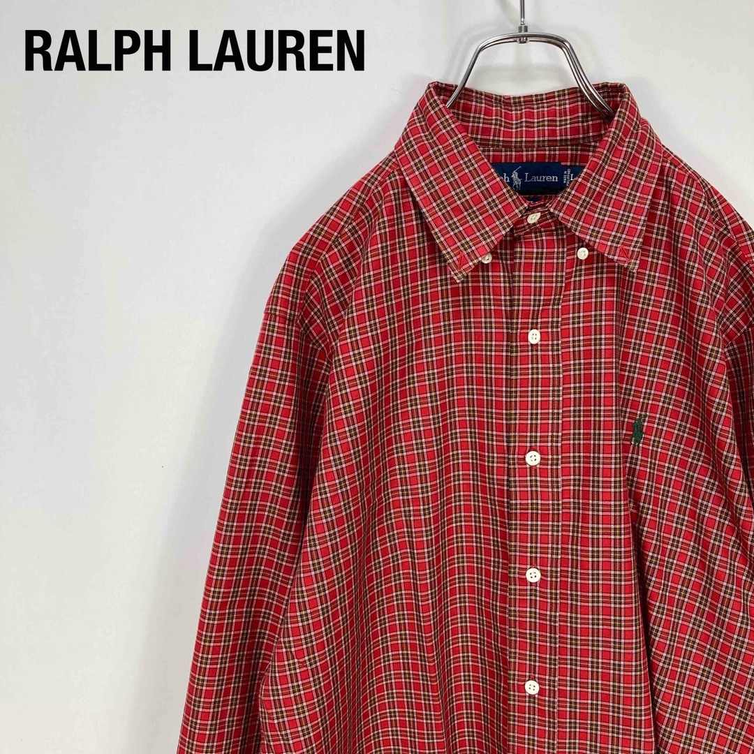 ラルフローレン 90s ワンポイント刺繍ロゴ チェック 長袖シャツ