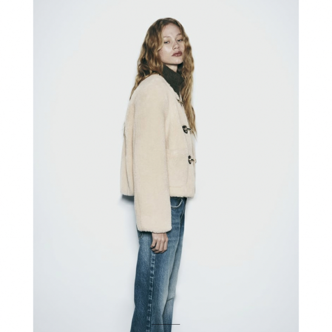 ZARA(ザラ)のzara フェイクボアジャケット ロブスタークラスプ S レディースのジャケット/アウター(ムートンコート)の商品写真