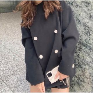 【ZARA】ザラ　ダブルボタン　コート　ジャケット　千鳥格子柄　大きいサイズXL