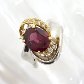 【Jewelry】K18/Pt900 ダイヤモンド ガーネット デザイン リング G:4.13ct D:0.21ct 11号 16.5g/tm07850tg(リング(指輪))