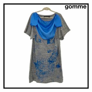 ゴム(gomme)の【GOMME】　ゴム　Tシャツ　カットソー　レディース　半袖　柄物　フリル付　M(Tシャツ(半袖/袖なし))