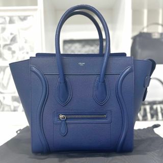 セリーヌ(celine)の未使用に近い☆　セリーヌ　ラゲージ　マイクロ　青　ハンドバッグ　新ロゴ(ハンドバッグ)