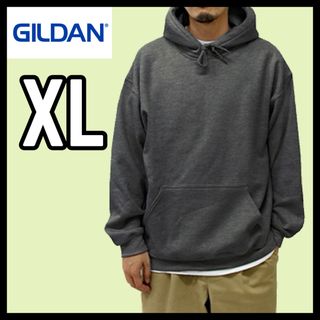 ギルタン(GILDAN)の新品 未使用 ギルダン 8oz プルオーバー無地パーカー裏起毛 ダークヘザーXL(パーカー)