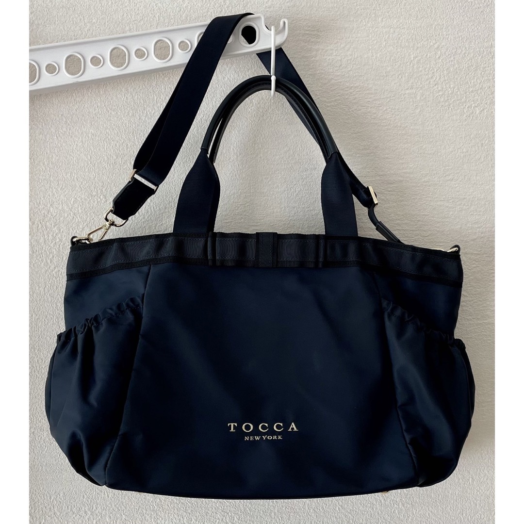 TOCCA トートバッグ ネイビー 紺色 マザーズバッグ ショルダーストラップ付